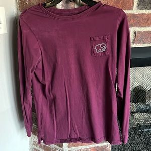 Ivory Ella - adult small long sleeve tee shirt, color maroon.